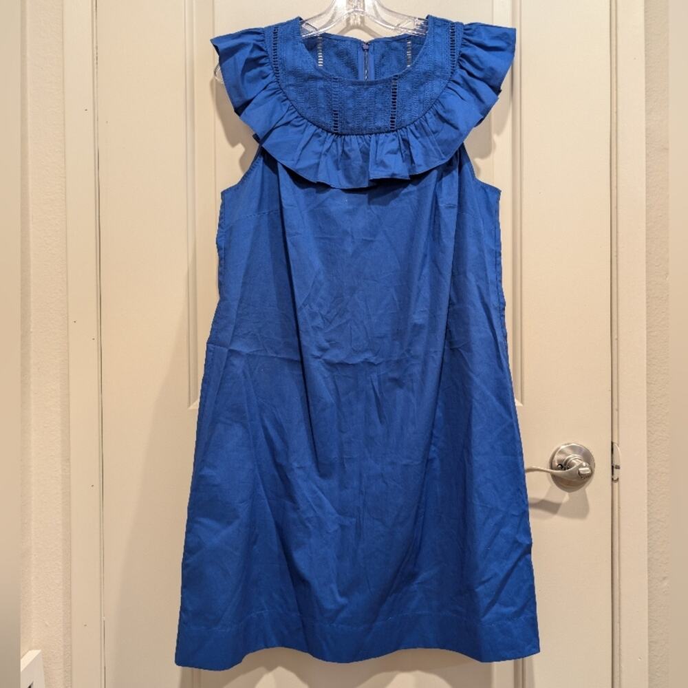J.Crew Ruffle-neck dress Brilliant Sapphire Blue Size 10